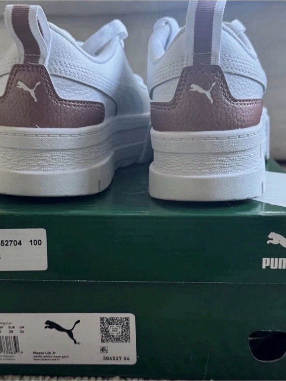 Puma Mayze Platform Sneakers, size 6C Junior, White-White-Rose Gold, Brand New - Picture 3 of 7
